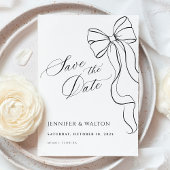 Minimalist Black Bow Save The Date Kaart