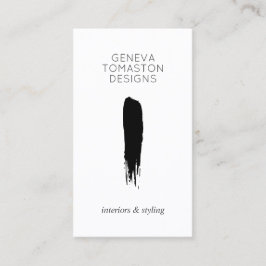 Minimalist Black Brushstroke Designer Logo White Visitekaartje