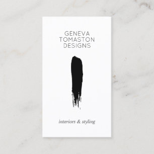 Minimalist Black Brushstroke Designer Logo White Visitekaartje