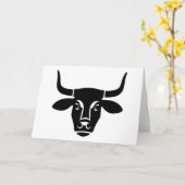 Minimalist Black Bull Head Ox Silhouette Kaart (Gele Bloem)