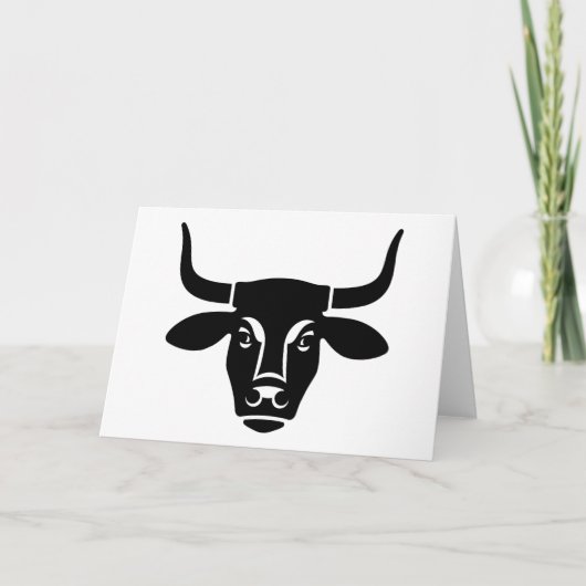 Minimalist Black Bull Head Ox Silhouette Kaart (Voorkant)
