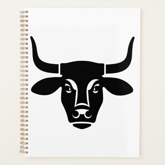 Minimalist Black Bull Head Ox Silhouette Planner (Voorkant)