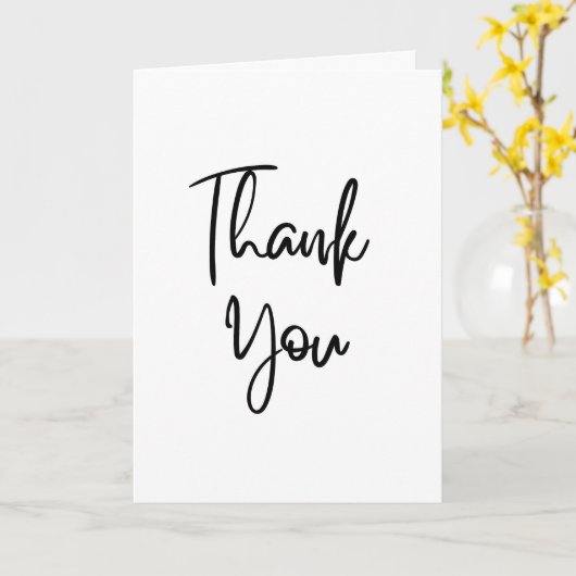 Minimalist Black Calligraphy Thank You Card Kaart (Gele Bloem)