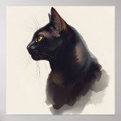 Minimalist Black Cat Art Print (Voorkant)
