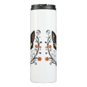 Minimalist Black Cat Green Eyes Filigree Design Thermosbeker (Achterkant)