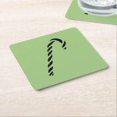 Minimalist Black Christmas Candy cane Kartonnen Onderzetters (Schuin)