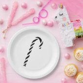 Minimalist Black Christmas Candy cane Papieren Bordje (Feest)