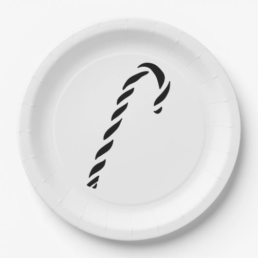 Minimalist Black Christmas Candy cane Papieren Bordje (Voorkant)