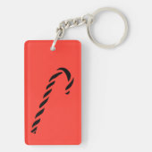 Minimalist Black Christmas Candy cane Sleutelhanger (achterkant)