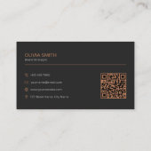 Minimalist Black Copper Geometric QR Code Visitekaartje (Achterkant)