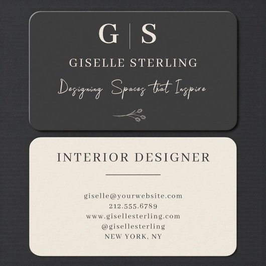 Minimalist Black & Cream Interior Designer Visitekaartje