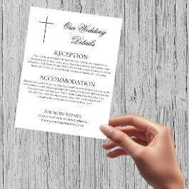 MINIMALIST Black Cross Wedding Details Christian Informatiekaartje