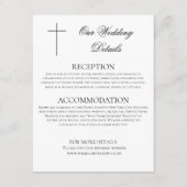MINIMALIST Black Cross Wedding Details Christian Informatiekaartje (Voorkant)