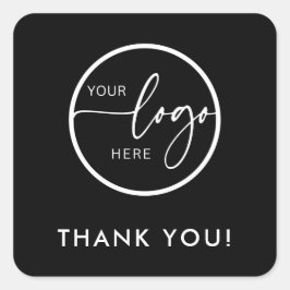 Minimalist Black Custom Logo Business Bedankt Vierkante Sticker