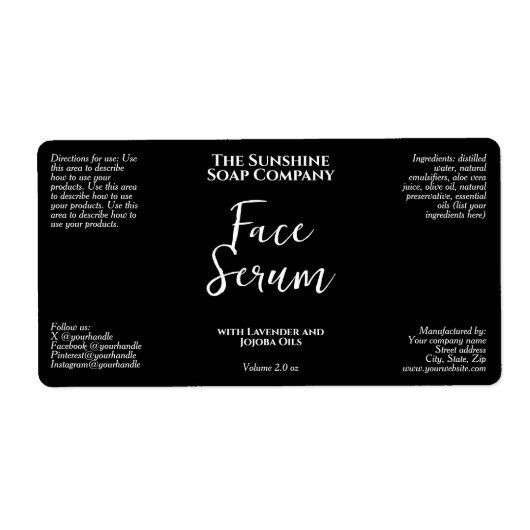 Minimalist Black Dropper Bottle Label (Voorkant)