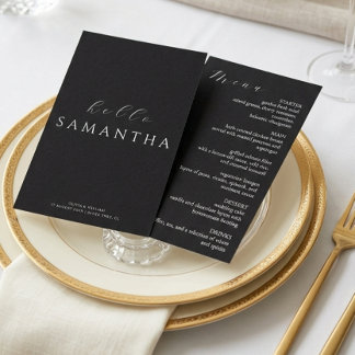 Minimalist Black Elegant Guest Place card and Menu