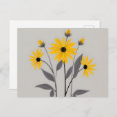 Minimalist Black Eyed Susan Flowers Briefkaart (Voorkant / Achterkant)