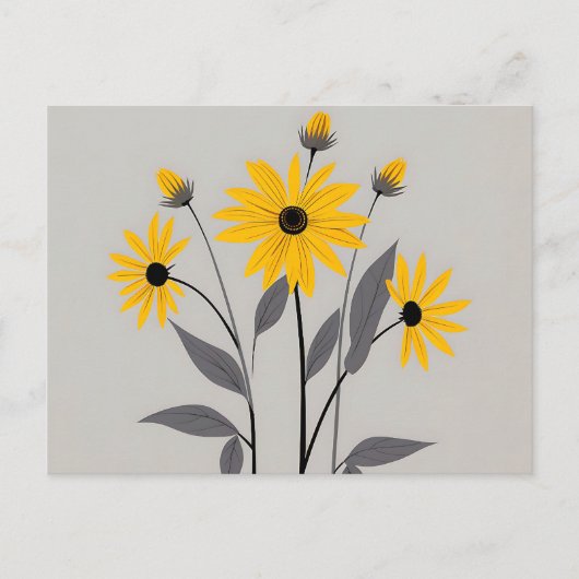 Minimalist Black Eyed Susan Flowers Briefkaart (Voorkant)