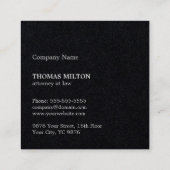 Minimalist Black Faux Silver Monogram Attorney Vierkante Visitekaartje (Achterkant)