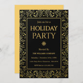 Minimalist Black & Gold Holiday Gathering Kaart (Voorkant / Achterkant)