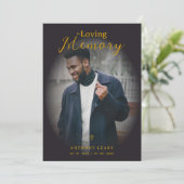 Minimalist Black Gradient Overlay Photo Funeral Kaart (Staand voorkant)