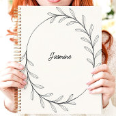 Minimalist Black Leaf Wreath Aangepaste naam Planner
