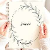 Minimalist Black Leaf Wreath Aangepaste naam Planner