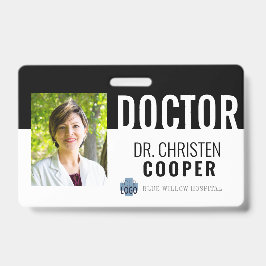 Minimalist Black Medical Doctor Hospital Foto-ID Badge