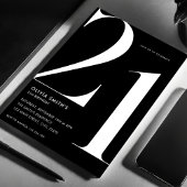 Minimalist Black Modern Chic 21st Birthday Kaart