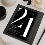 Minimalist Black Modern Chic 21st Birthday Kaart<br><div class="desc">Minimalistisch Zwart Modern Chic 21e Verjaardag Uitnodiging</div>