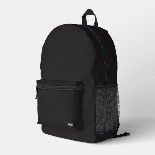 Minimalist Black Monogram Bedrukte Rugzak (Achterkant Hoek Rechts)