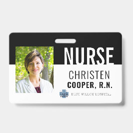 Minimalist Black Nurse RN Hospital Foto-ID Badge