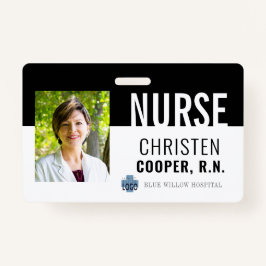 Minimalist Black Nurse RN Hospital Foto-ID Badge