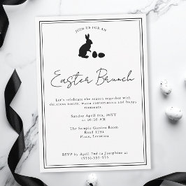 Minimalist Black On White Bunny Easter Brunch Kaart