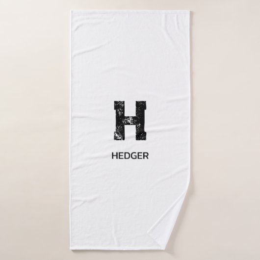 MINIMALIST BLACK ONE LETTER MONOGRAM NAME WHITE BADHANDDOEK (Badhanddoek)