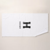 MINIMALIST BLACK ONE LETTER MONOGRAM NAME WHITE BADHANDDOEK (Badhanddoek)