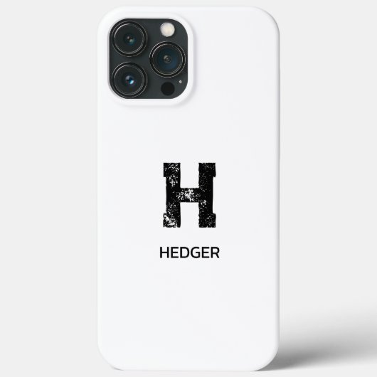 MINIMALIST BLACK ONE LETTER MONOGRAM NAME WHITE Case-Mate iPhone CASE (Achterkant)