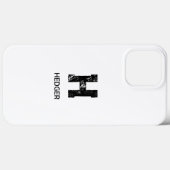 MINIMALIST BLACK ONE LETTER MONOGRAM NAME WHITE Case-Mate iPhone CASE (Achterkant (horizontaal))