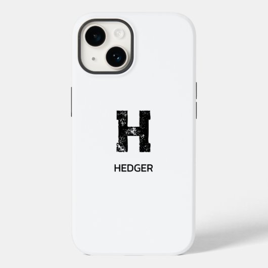 MINIMALIST BLACK ONE LETTER MONOGRAM NAME WHITE Case-Mate iPhone CASE (Achterkant)