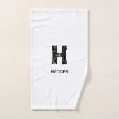MINIMALIST BLACK ONE LETTER MONOGRAM NAME WHITE HANDDOEK (Handdoek)