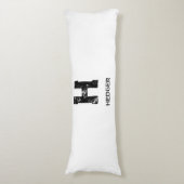 MINIMALIST BLACK ONE LETTER MONOGRAM NAME WHITE LICHAAMSKUSSEN (Voorkant Verticaal)