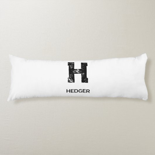 MINIMALIST BLACK ONE LETTER MONOGRAM NAME WHITE LICHAAMSKUSSEN (Voorkant)