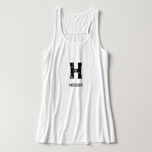 MINIMALIST BLACK ONE LETTER MONOGRAM NAME WHITE TANKTOP (Design voorkant)
