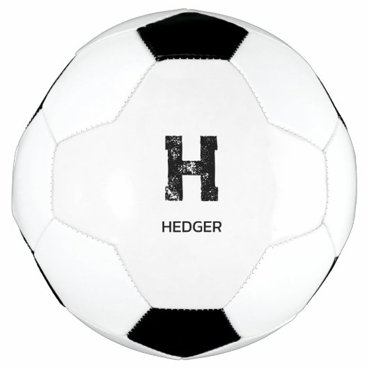 MINIMALIST BLACK ONE LETTER MONOGRAM NAME WHITE VOETBAL (Voorkant)