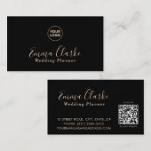 Minimalist Black Peach Scan Code Business Card Visitekaartje (Voorkant / Achterkant)
