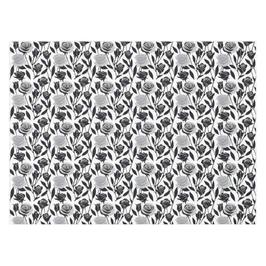 Minimalist Black Roses With Light Gray Stems  Tafelkleed (Voorkant (Horizontaal))