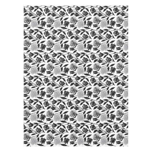 Minimalist Black Roses With Light Gray Stems  Tafelkleed (Voorkant)