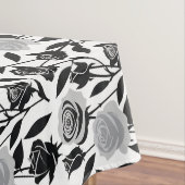 Minimalist Black Roses With Light Gray Stems  Tafelkleed (Voorbeeld)