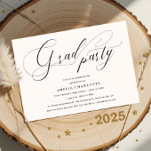 Minimalist Black Script Calligraphy Afstudeerder P Kaart