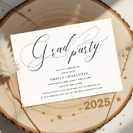 Minimalist Black Script Calligraphy Afstudeerder P Kaart